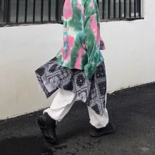 Корейская мода, разноцветная уличная одежда в стиле хип-хоп с завязками на талии, уличная одежда, мода Mujer