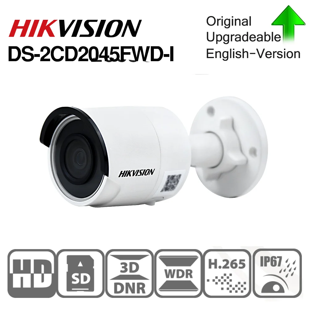 Hikvision DS 2CD2045FWD I POE камера видеонаблюдения 4 Мп IR Сеть мини цилиндрическая 30 м IP67 H.265 +