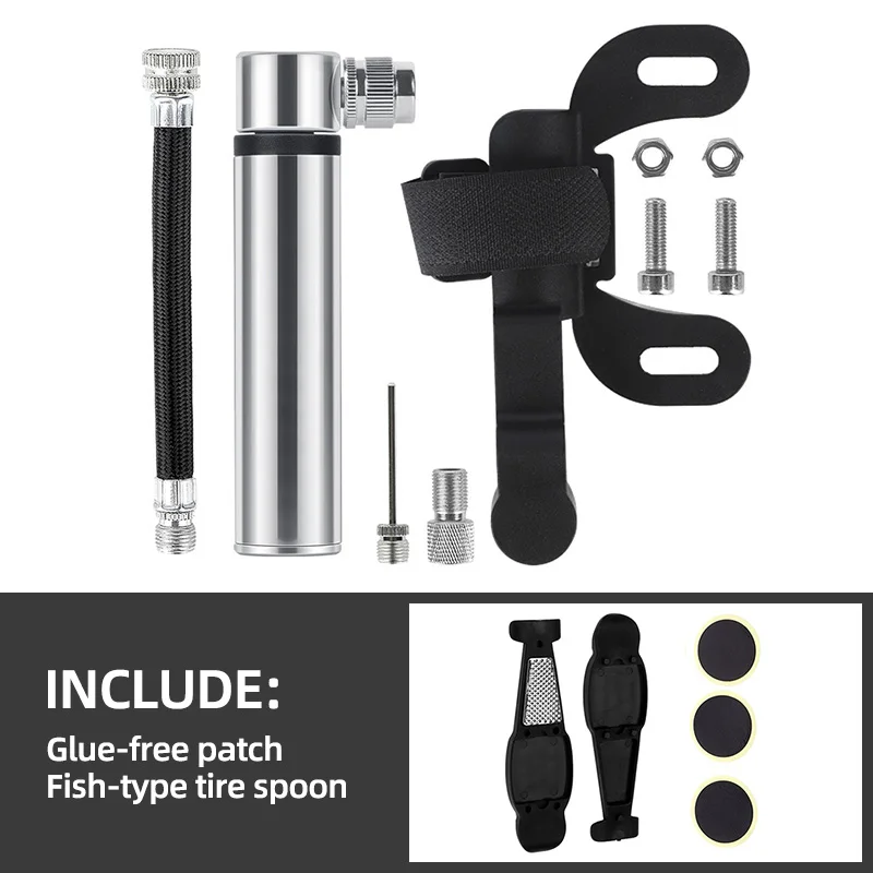 SILVER Pump n parts Портативный велосипедный насос для MTB шоссейного велосипеда Presta/Schrader клапанная крышка баскетбольный насос мини алюминиевый 120psi велосипедные детали - Цвет: SILVER Pump n parts