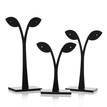 

Doreen Box Acrylic Jewelry Earrings Display Rack Stand Leaf Black Findings 8.4x6.6cm-10.3x6.6cm-12.3x6.6cm,2 Sets (3 PCs/Set)