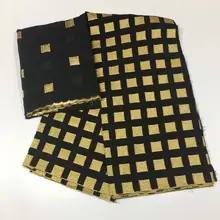 Швейцарская вуаль, швейцарское кружево, высокое качество, Черное и Золотое кружево, Африканский кружевной материал, 7 ярдов