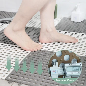 

DIY bathroom mat carpet Rub Feet Bath Mat Waterproof Splice Solid Color Plastic Rug Non-slip Hollow Mesh Drain Home Decoration