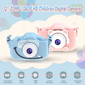 

20MP 1080P HD Children Digital Camera Mini Video Camcorder 2.0Inch IPS Screen with Dual Cameras Games 32GB Memory Card for Kids