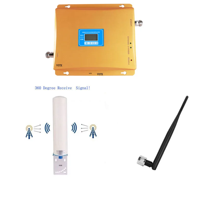 

VOTK GSM DCS DUAL BAND SIGNAL BOOSTER MOBILE 2G 4G 900 1800MHZ NETWORK REPEATER 4G SIGNAL AMPLIFIER WITH OMNI ANTENNA