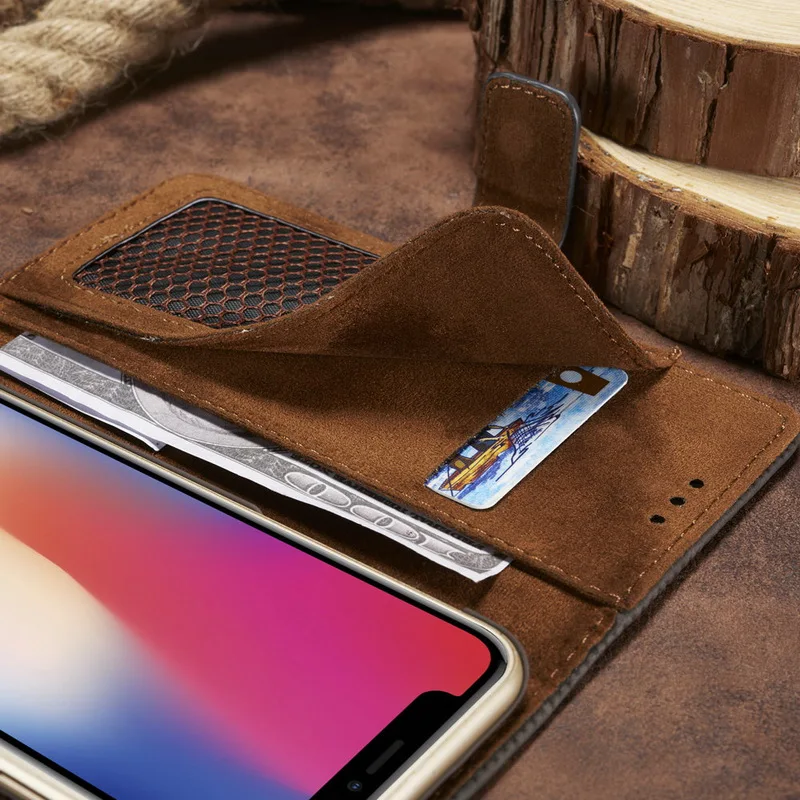 Чехол-бумажник с откидной крышкой и пряжкой для iPhone 11 Pro Max XS Max XR 8 7 6s 6 Plus сетчатый кожаный чехол с отделением для карт и подставкой