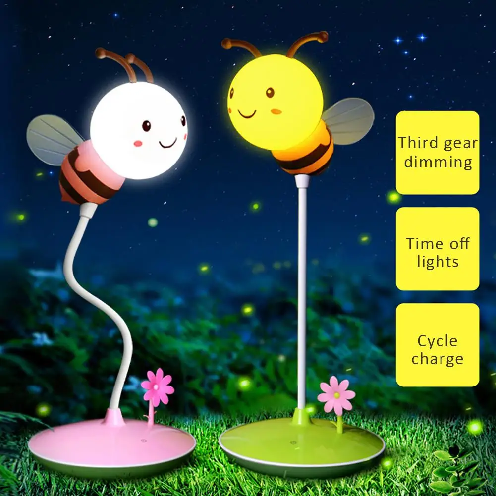High Quality Novel USB Charging Tap Control Lighting Adjustment Dimming Children Bedside Lamp Led Bee Cartoon Bee Lamp High Quality Novel USB Charging Tap Control Lighting Adjustment Dimming Children Bedside Lamp Led Bee Cartoon Bee Lamp