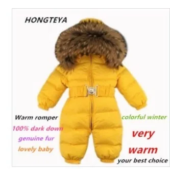 New Children's Cotton Jacket Full Sleeve Solid Bodysuit Winter Jumpsuit For Girl Snowsuit Warm Hooded Jumpsuit Thick Coat Outfit - Цвет: Yellow