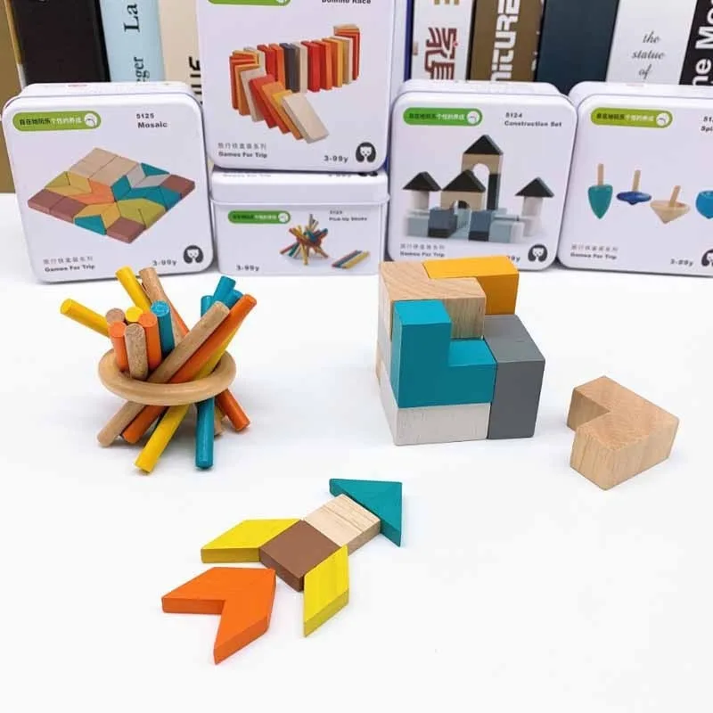 

Children's Travel Iron Boxed Rubike Magic Cube Magic Ball Block Gyro Baby Early Learning Cognitive Boys Girls New Wooden Toys