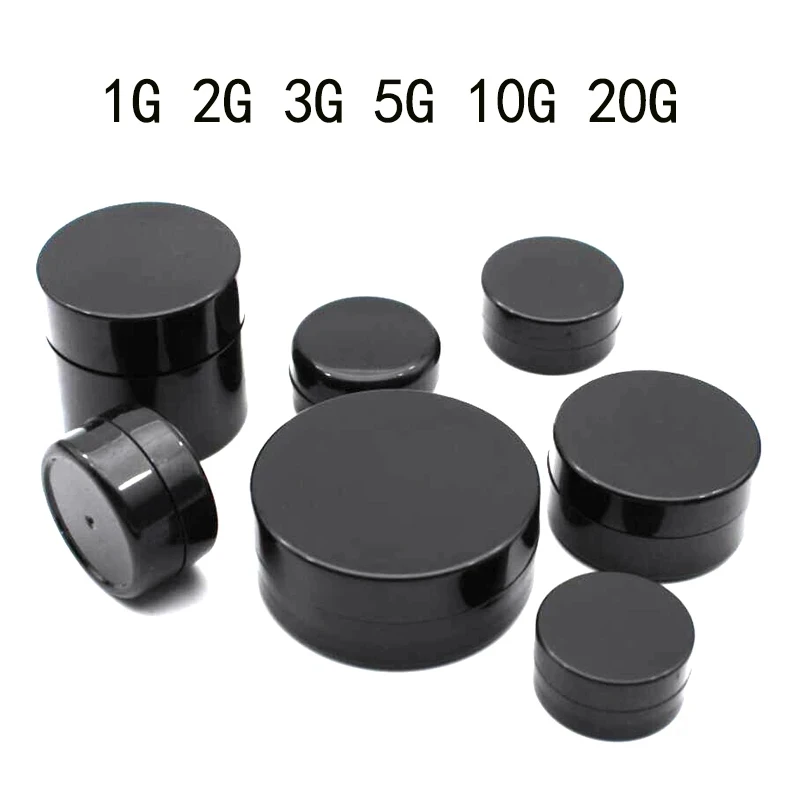 100PCS/lot Empty 1g 2g 3g 5g 10g 20g Black Portable Cream Jar jars Pot Box Makeup Nail Art Cosmetic Bead Storage Container retro solid wood black walnut wooden packaging display bracelet buddha bead custom logo jewelry gift storage case wholesale