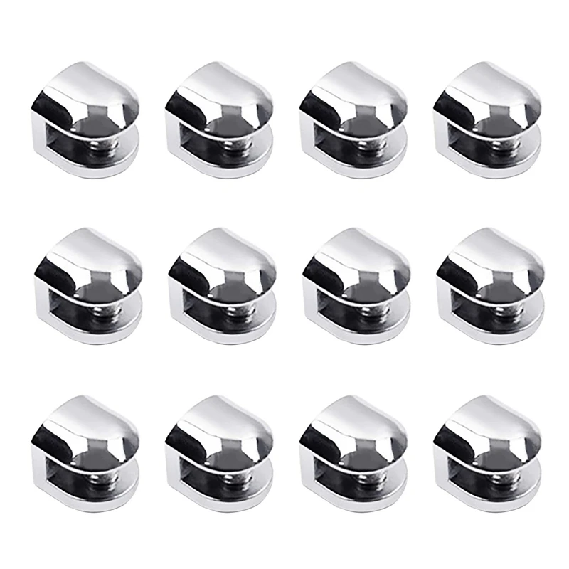 12Pcs Glass Brackets Adjustable Zinc Alloy Clip Shelf Clamp Holder Flat Back Mount for Staircase Handrail | Обустройство дома