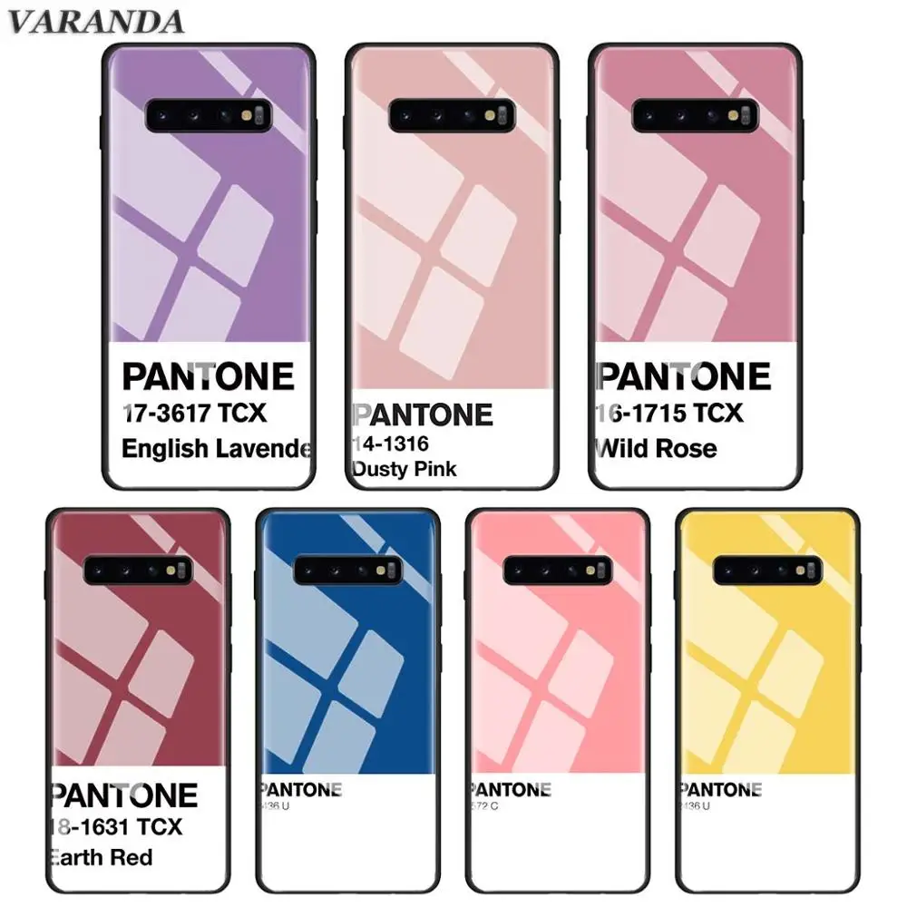 

Caliente Pantone Luxury Tempered Glass Case for Samsung Galaxy S10e S10 S9 S8 Plus A30 A50 Note 9 10 Glass Phone Cover Capa