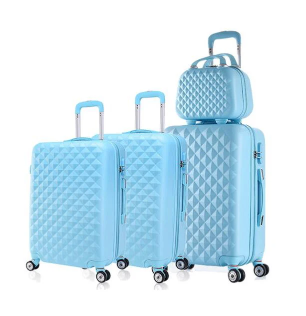 blue set 3 шт. Комплектов для багажа, чехол для костюма на колесиках, Женский Спиннер, чемодан на колесиках, Дорожный чемодан из АБС-пластика, Жесткий Чехол на колесиках - Цвет: blue set
