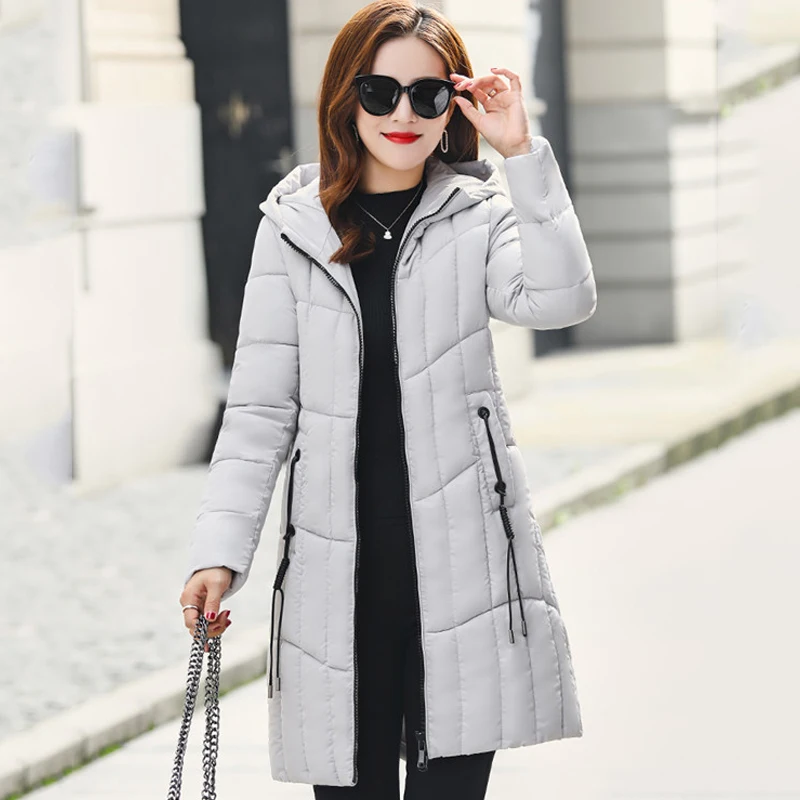 2019 женская зимняя куртка длинное женское пальто с воротником стойкой и меховым