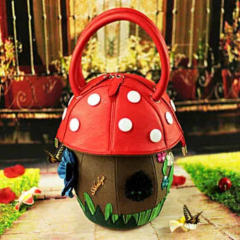 

2019 Rushed Sale Unisex Polyester Zipper Hard New Classic Japanese Cute Little Bundle Of Color Bag Handbag Personality Mushroom