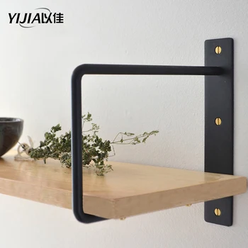 

Black Wall Mounted Storage Rack bracket Organization iron frame Multifunctional wooden board bracket Shelf accessories