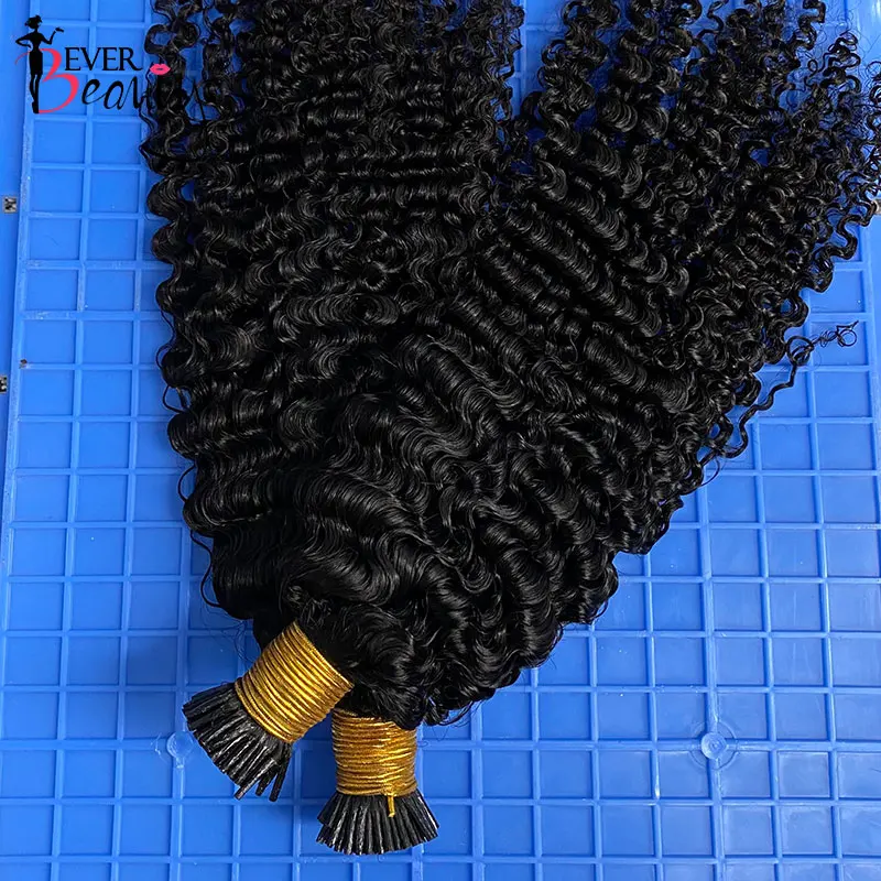 3B 3C Kinky Curly I Tip Microlinks Human Hair Extensions Brazilian Virgin Hair Weave Bundles F Tip Extensions Bulk