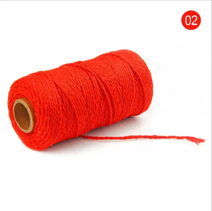 Красочные хлопчатобумажные витые нитки для шитья, 100 м, макраме, ремесла, хлопчатобумажная льняная веревка, домашний текстиль, сделай сам, Свадебный декор - Цвет: Orange