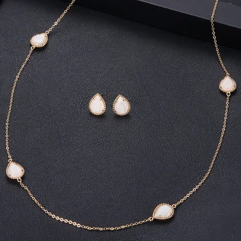 

jankelly Luxury water drop necklace Sets Fashion Dubai Bridal Jewelry Sets For Women Wedding brincos para as mulheres