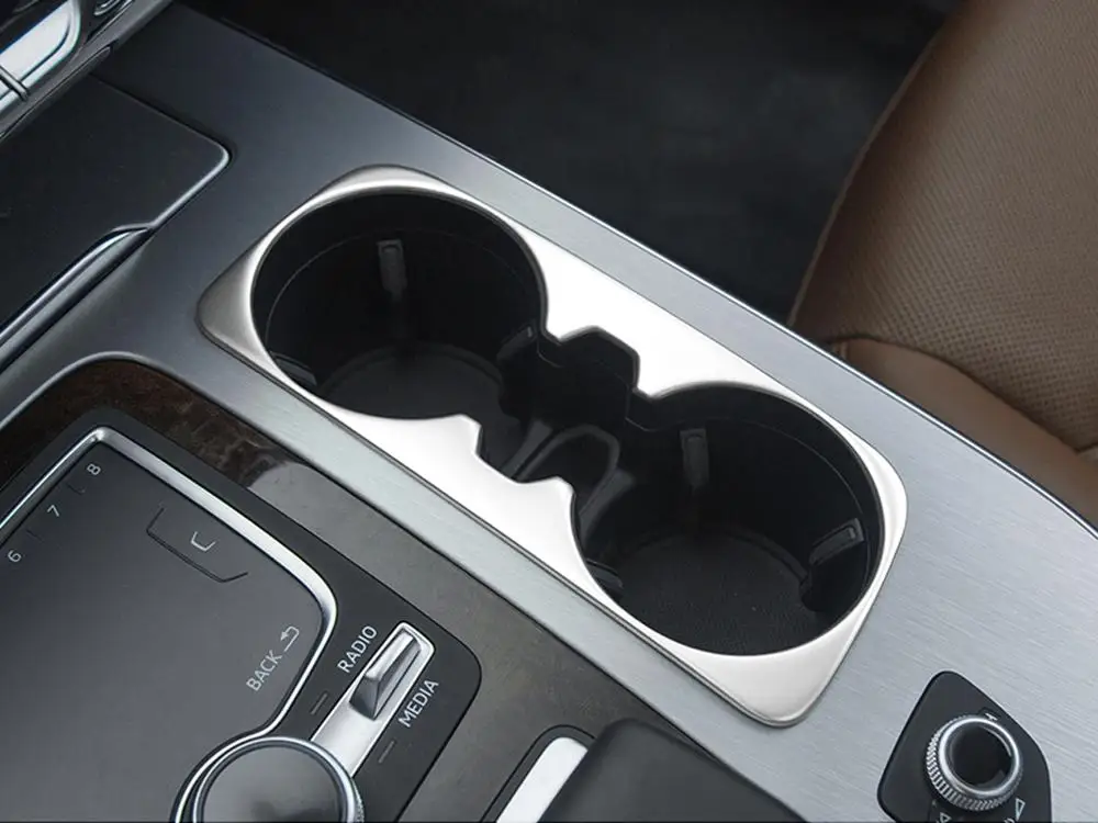 

Car Stainless Steel Water Cup Holder Panel Decoration Frame Trim Covers Stickers For Audi Q7 2016-2018 Auto Interior