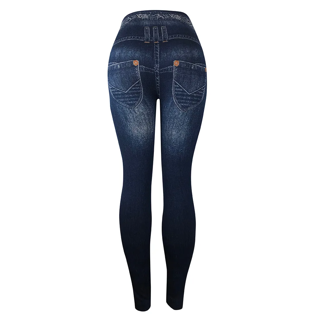 VoguePush Up Leggings Women Summer Workout Polyester Jeggings Breathable High Waist Jeans Trousers Denim Stretchy Pencil Pants