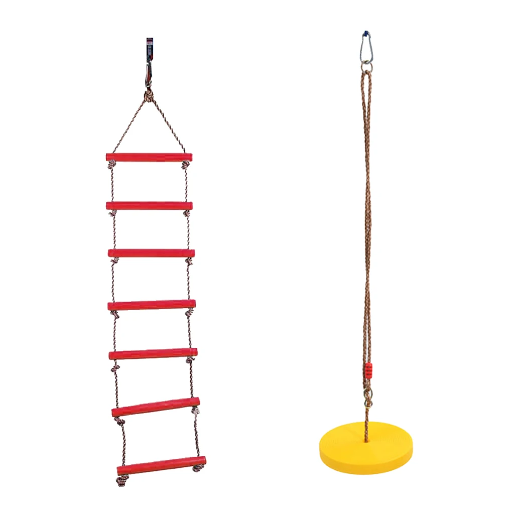 Pack Of 2 Outdoor Tree Hanging Seat Swing Climbing Ladder Playground Toy Set