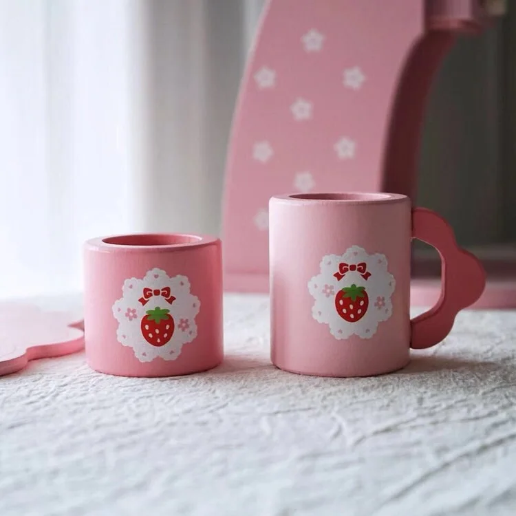 Деревянный детский игровой домик, игрушки, чайник, торт на день рождения, Кофеварка, модель маленькой девочки, набор кухонных приборов