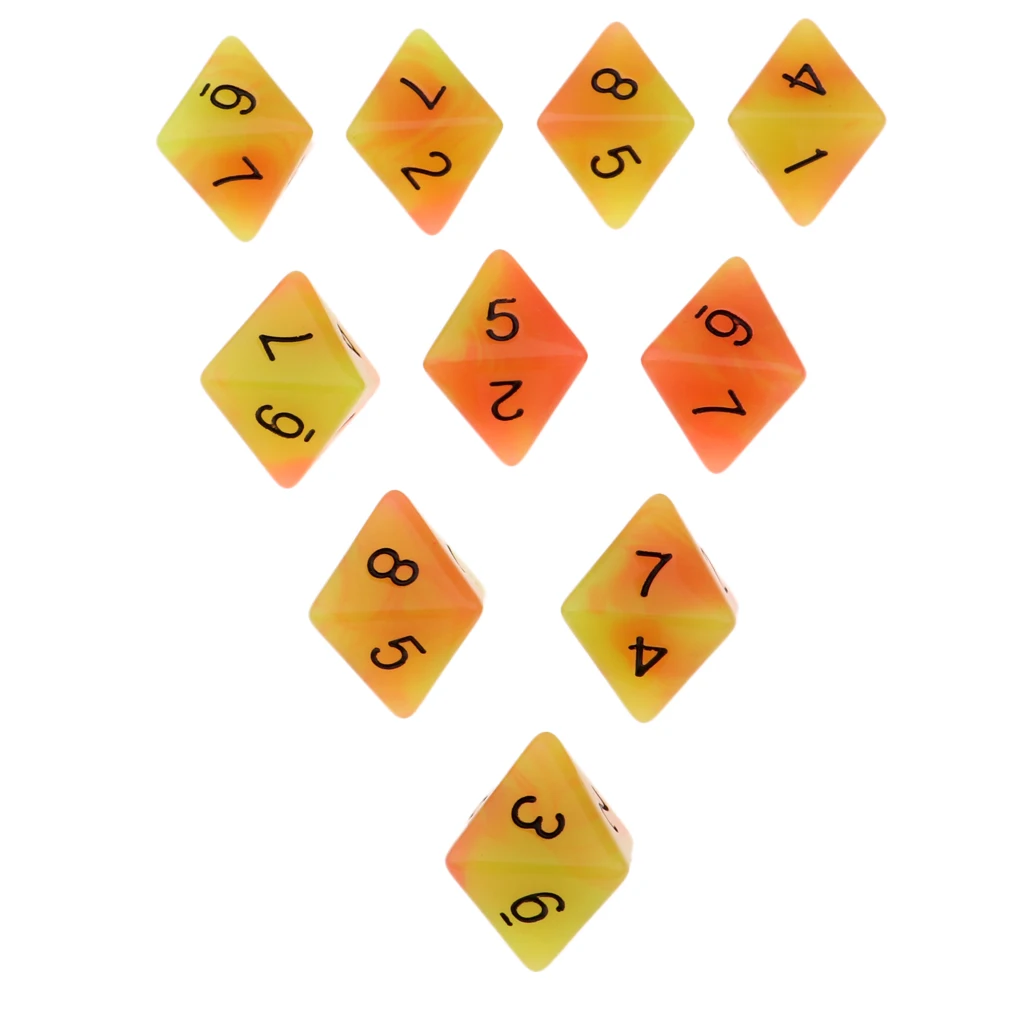 10pcs 8-Sided Dice Set Bright Colors 18 mm for Games Casino Gifts Teaching Dice Set 8 Sided Board Dices 