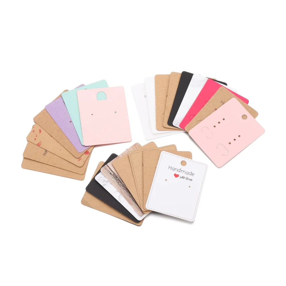 20/100pcs Mixed Style Earrings Cards Necklaces Ear Studs Display Cards Kraft Paper Hang Tag Card For DIY Jewelry Display Card