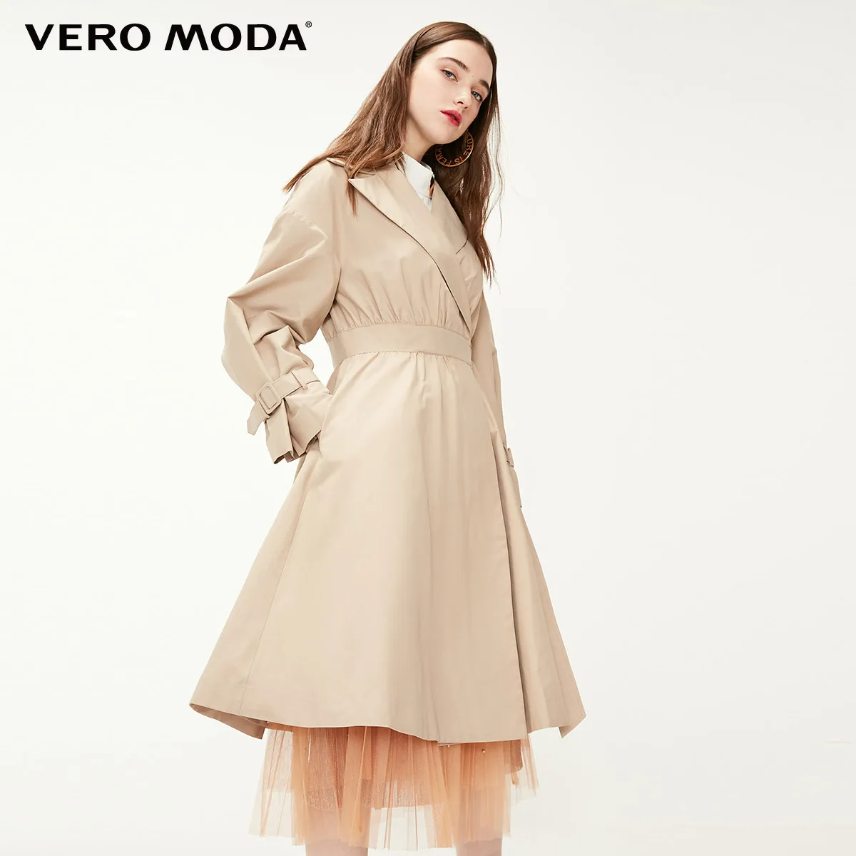 chartStocking beige Vero Moda Женский Тренч на подкладке с декоративным поясом | 319121519 - Цвет: chartStocking beige