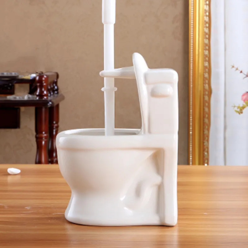 Toilet Shape Ceramic Base + TPR Brush Set Multicolor Cleaning Holder Bathroom Accessories Drain Long Handle | Дом и сад