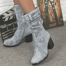 CHAMSGEND/Женские повседневные однотонные сапоги-трубы в римском стиле в стиле ретро; большие размеры