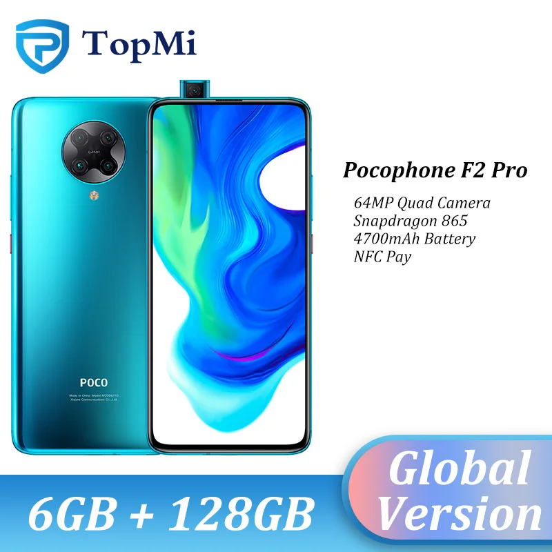Глобальная версия Xiaomi POCO F2 Pro 6 ГБ ОЗУ 128 ROM Pocophone Snapdragon 865 смартфон NFC 64MP + 20MP камеры