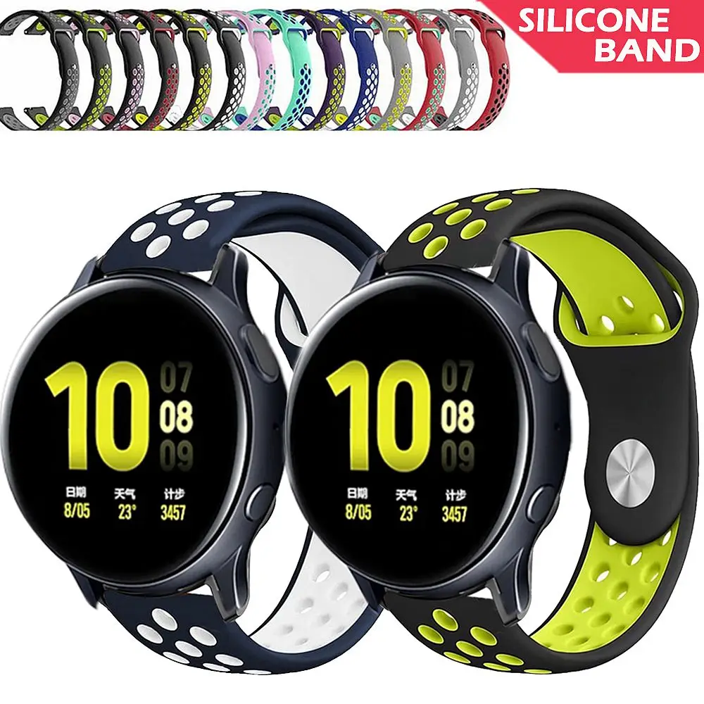 20 мм силиконовый ремешок для часов Ремешок для samsung Galaxy Watch Active 2 40 мм 44 мм умный Браслет Correa для gear S2/Sport