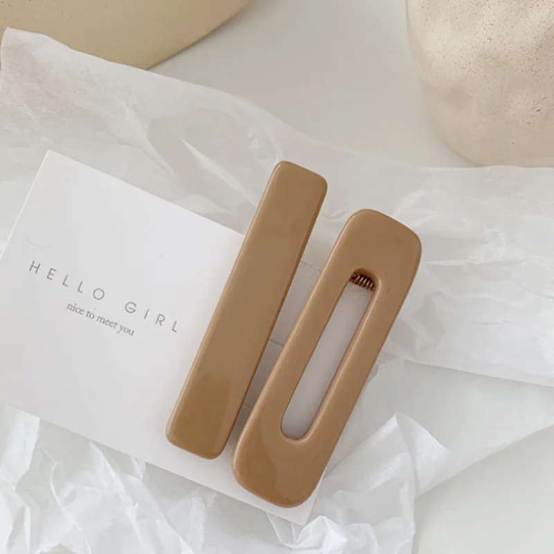 Milk tea 1 Набор, новинка, модные трендовые цветные акриловые заколки авокадо, корейские геометрические полые прямоугольные заколки для волос для женщин, аксессуары для волос - Цвет: Milk tea