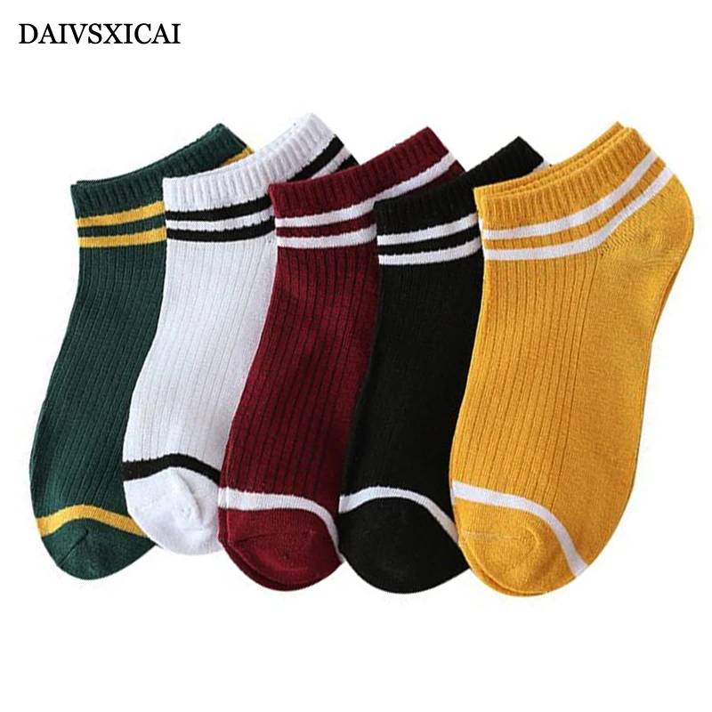 5Pair/lot=10pieces Cotton Ladies Socks Summer Cute Striped Shallow Mouth Invisible Female Fashion Socks
