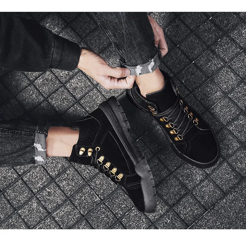 Fashion Winter Autumn High Quality Men's Boots Warm Working Lace Up Men's Desert Boots Round Toe High Top Shoes J2-85