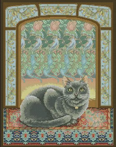 cs-2995 Cross Stitch Kit Cat in Window Kitty Kitten dim 35226