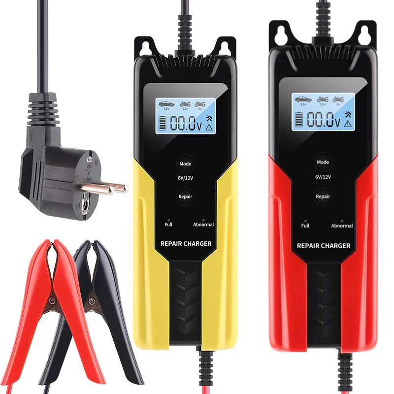 

12V6VFull Automatic Car Battery Charger Power Pulse Repair Chargers Wet Dry Lead Acid Battery-chargers Digital LCD Display