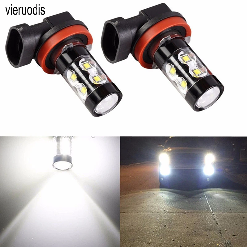 2 шт. Автомобильный светодиодный противотуманный фонарь H11 50 Вт 10SMD подсветка противотуманных фар широкая лампа подсветки заднего хода