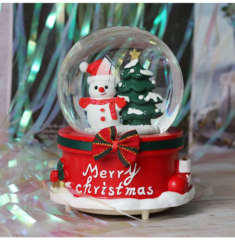 Rotating Music Box Creative Christmas Santa Claus Snow Globe Crystal Ball Christmas Decoration For Home Decoration Accssories