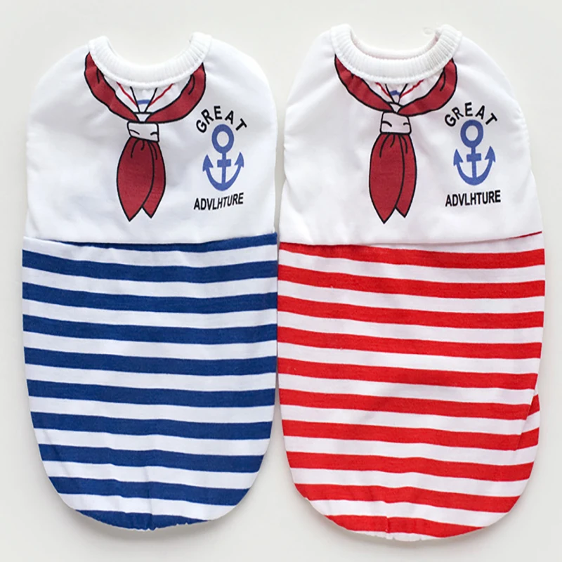 

Pet Dog Sailor Striated Vest Little Medium Dogs Cat Spring Summer Clothes Cats Puppy Kitten Vests Pets Clothing Pets Supplies