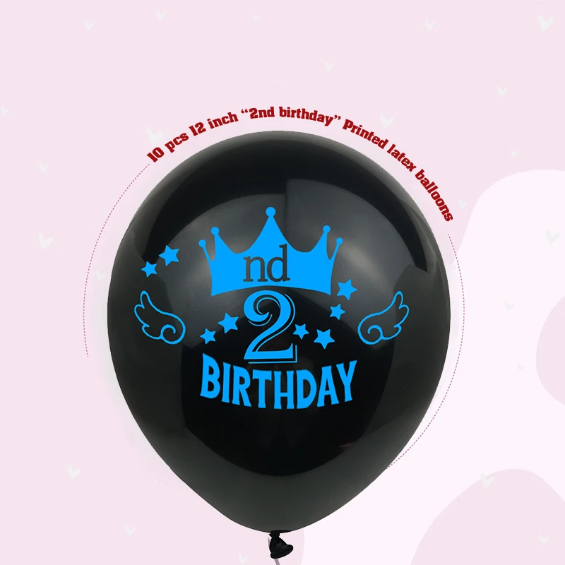 ZLJQ 2nd с днем рождения воздушные шары для мальчиков и девочек 2 года вечерние украшения на два года День рождения латексные шары с цифрами - Цвет: black blue