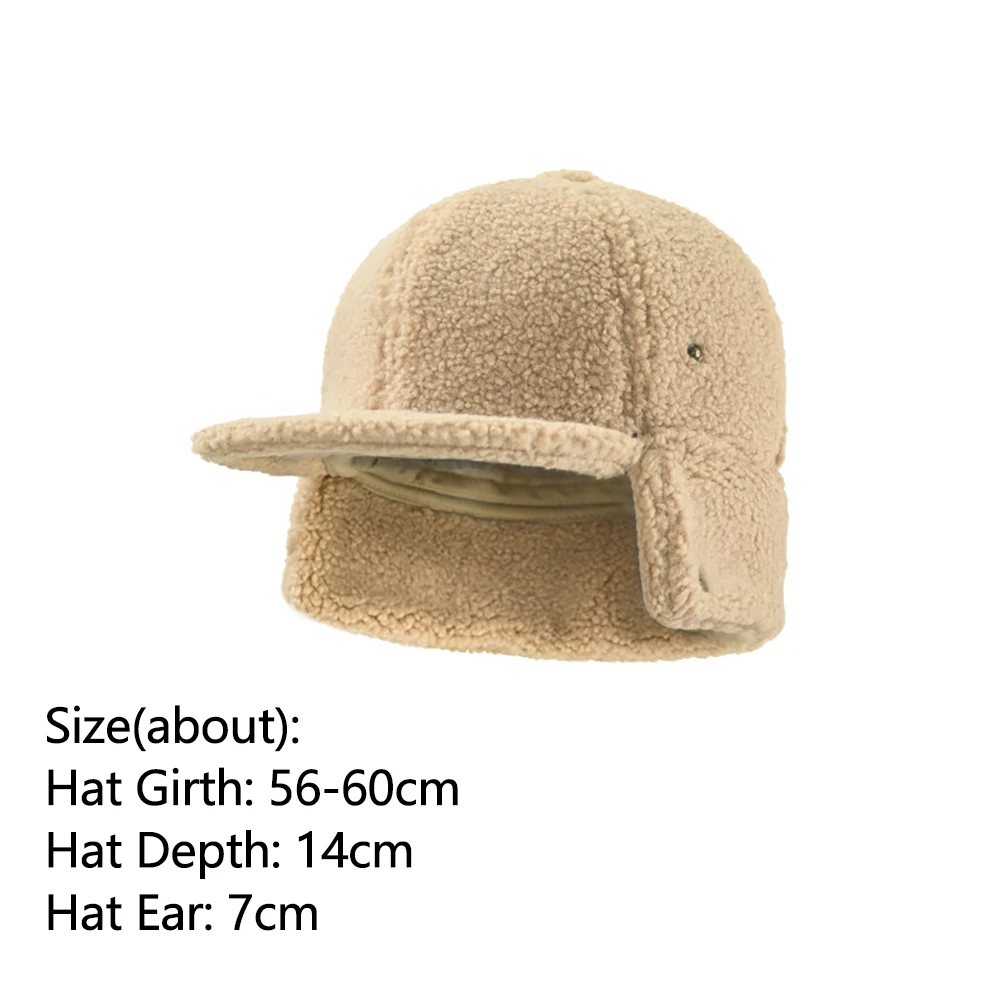 Men Women Windproof Artificial Lamb Hat Breathable Solid Soft Comfortable Outdoor Leisure Warm Cold Casual Winter Hiking Cap