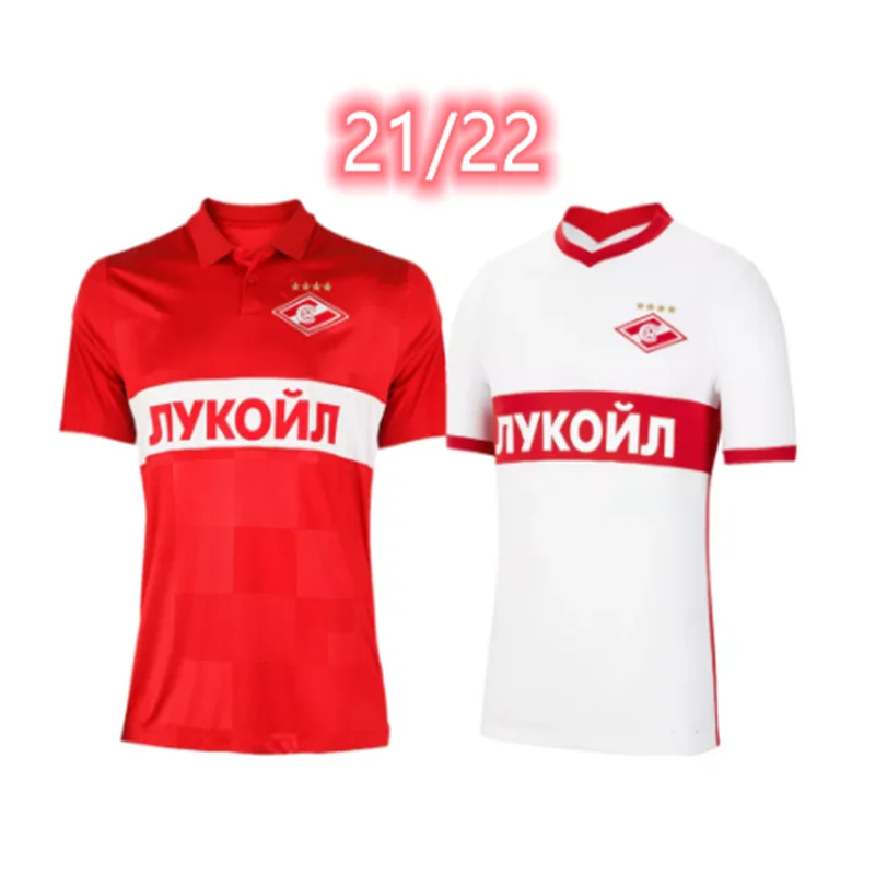 21/22 Spartak Moscow Soccer Jersey 2021 2022 Home Red PROMES Bakaev Zobnin Schürrle Dzhikiya Shirts Away Football | Мужская одежда