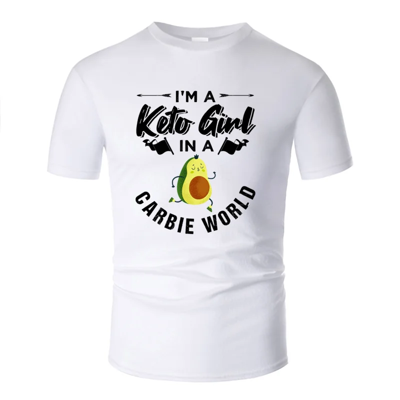 Новинка, модная футболка с надписью «Great keto girl in a carbie», «ketogenic diet»,, Мужская футболка, Милая футболка в стиле хип-хоп с защитой от морщин - Цвет: Men-White