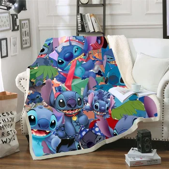 

Throw blanket Cartoon Lilo & Stitch 3D Velvet Plush Blanket Bedspread For Kids Girls Sherpa Blanket Couch Quilt Cover Travel 011