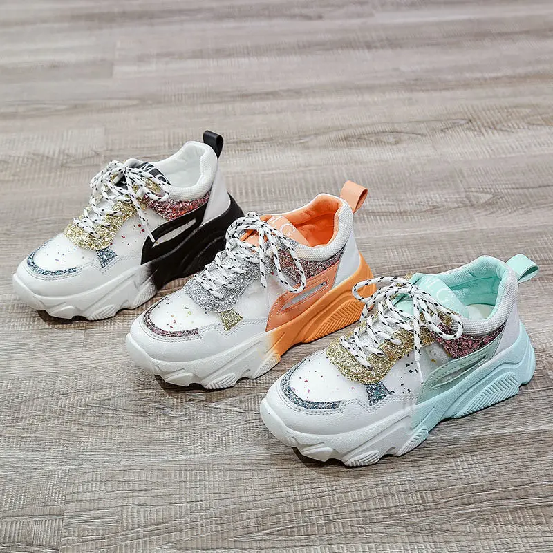 Женские кроссовки с яркими стразами Модные Дизайнерские блестками Размер 10