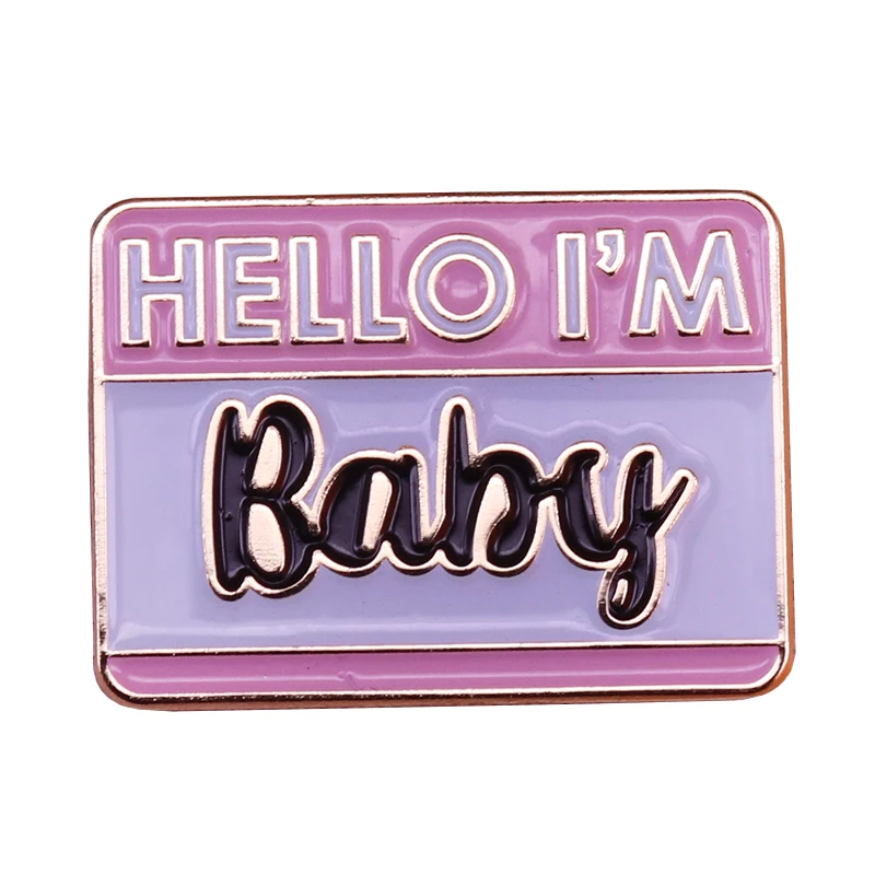 Hello I'm Baby розовая булавка с именем Забавный декор для мема | Украшения и