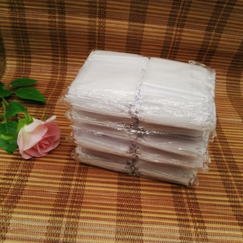 100PCS Weiße Kordel Organza Taschen Hochzeit Party Weihnachten Geschenk Taschen Für Schmuck Verpackung Für Schmuck Tasche Tasche Schmuck Tasche – Detail 6