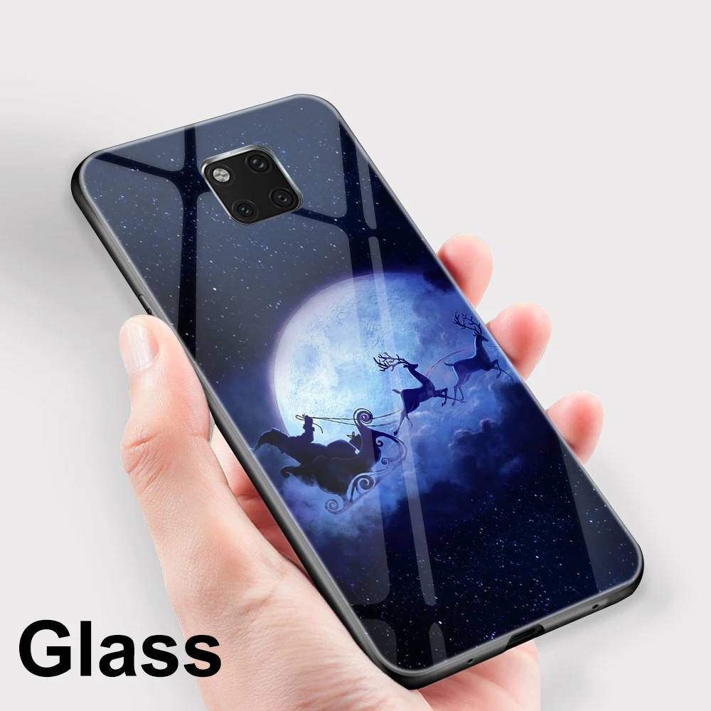 ciciber Merry Christmas Coque for Huawei P30 P20 Mate 20 30 Lite Pro Cover for Honor 10 Lite Tempered Glass Phone Cases Fundas - Цвет: WM06346
